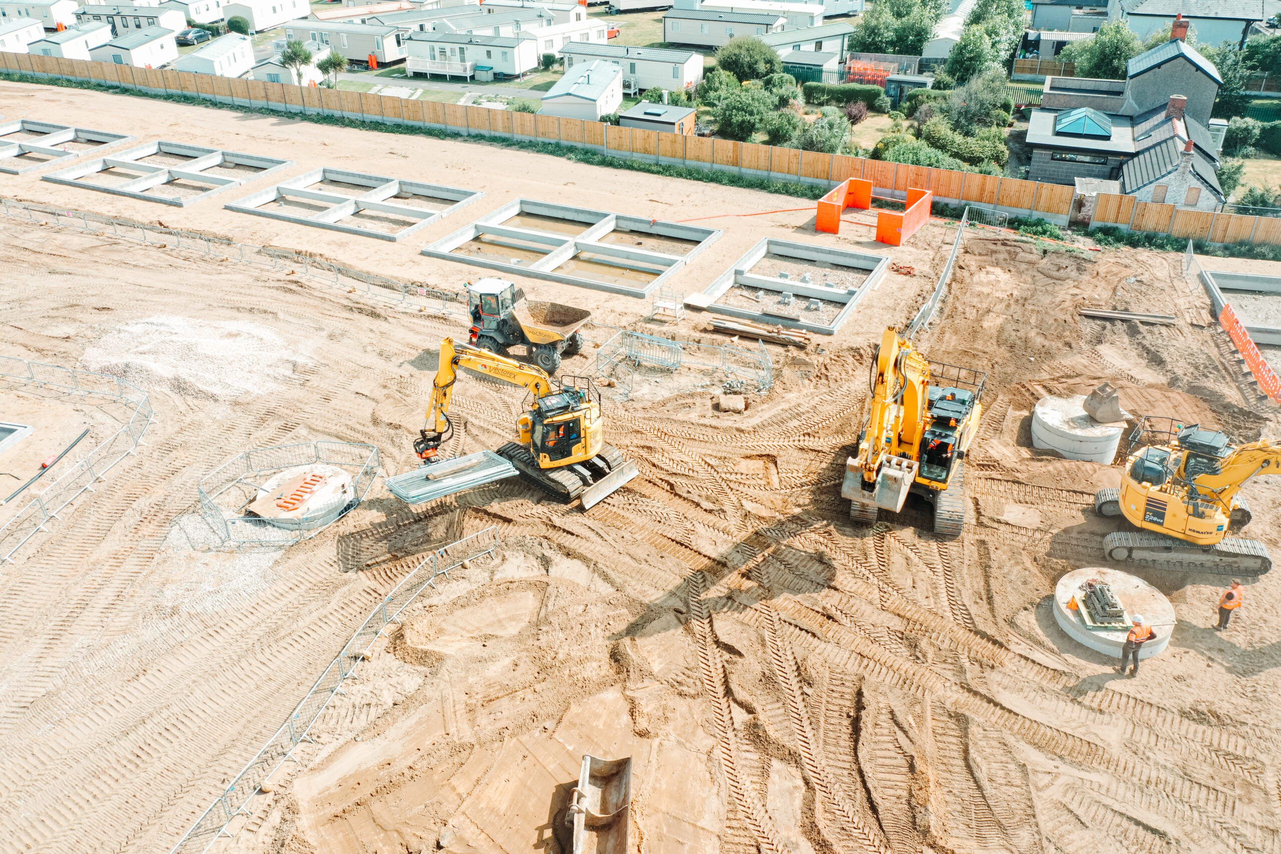 Construction site safety procedures in action